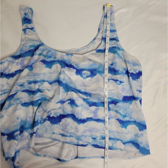 Y2K/90s VINTAGE cloud print top side tie bikini tankini plus size 2X - Picture 9 of 9